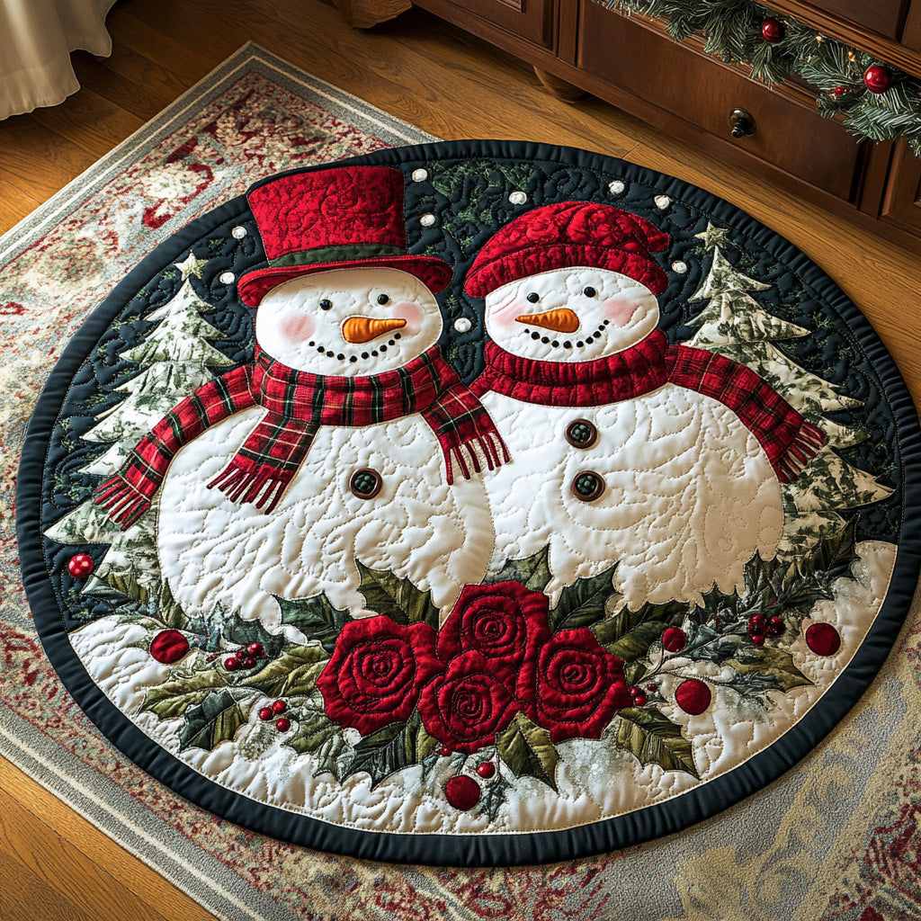 Crimson Frost Pair Quilted Round Mat NCU0DH372