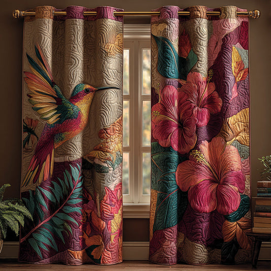 Crimson Hummingbird Quilted Curtains NCU0DH664