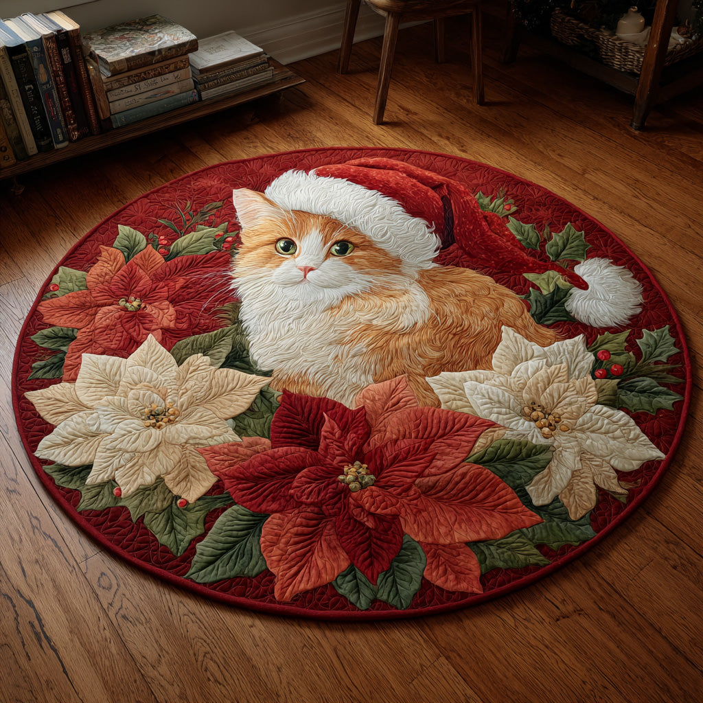 Crimson Noel Charm Quilted Round Mat NCU0DH367