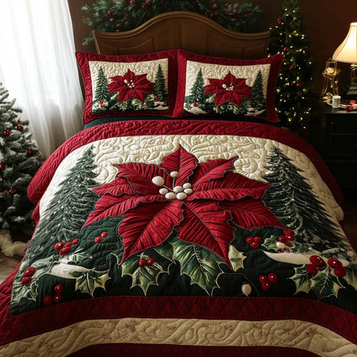 Crimson Radiance 3-Piece Quilted Bedding Set NCU0NL028