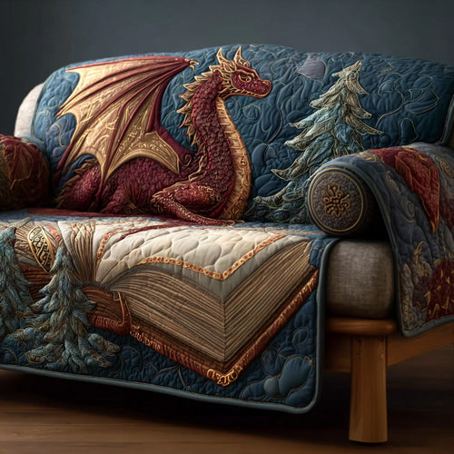 Crimson Wyrm Quilted Sofa Cover NCU0DH441