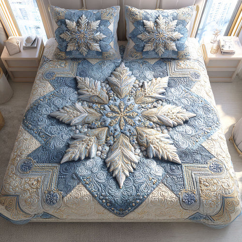 Crystal Frost 3-Piece Quilted Bedding Set NCU0TD972