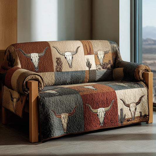 Desert Canyon Longhorn Quilted Sofa Cover NCU0DH582