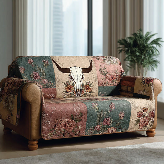 Desert Longhorn Quilted Sofa Cover NCU0DH592