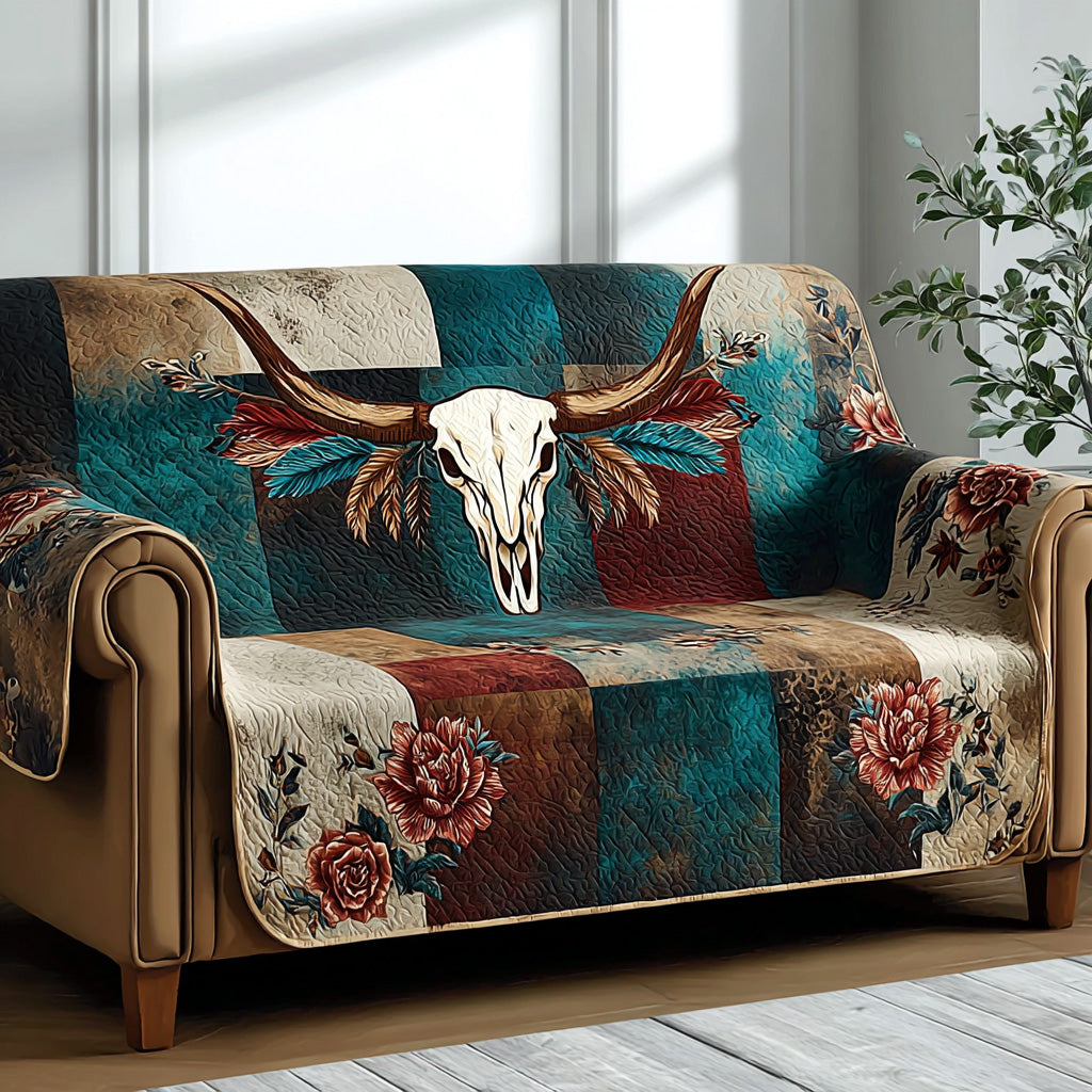 Desert Rose Longhorn Quilted Sofa Cover NCU0DH587
