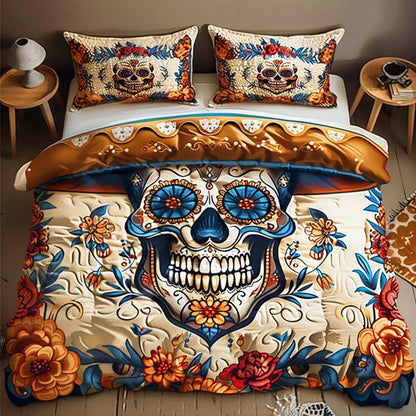 Desert Rose Skull 3-Piece Quilted Bedding Set NCU0QQ030