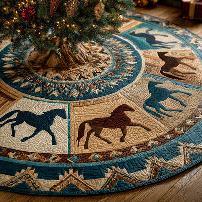 Desert Trail Horse Christmas Quilted Tree Skirt NCU0DH566