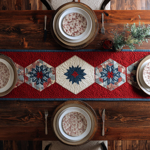 Diamond Snowflake Quilted Table Runner NCU0HNH361