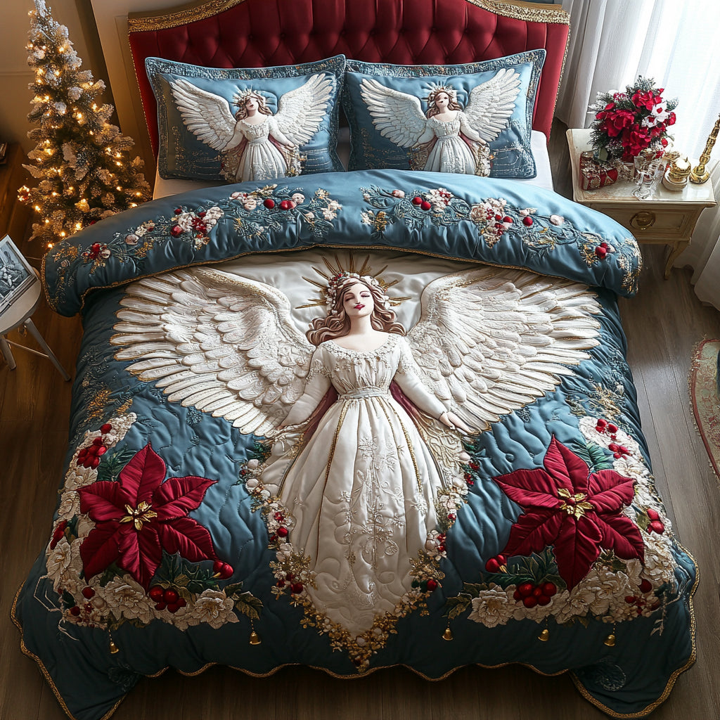 Divine Snowfall 3-Piece Quilted Bedding Set NCU0DV2296