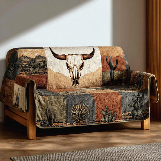 Dustland Western Longhorn Quilted Sofa Cover NCU0DH586