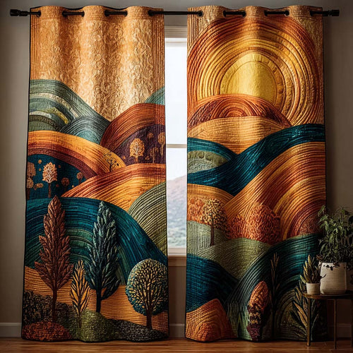 Earthtone Nature Waves Quilted Curtains NCU0QQ183