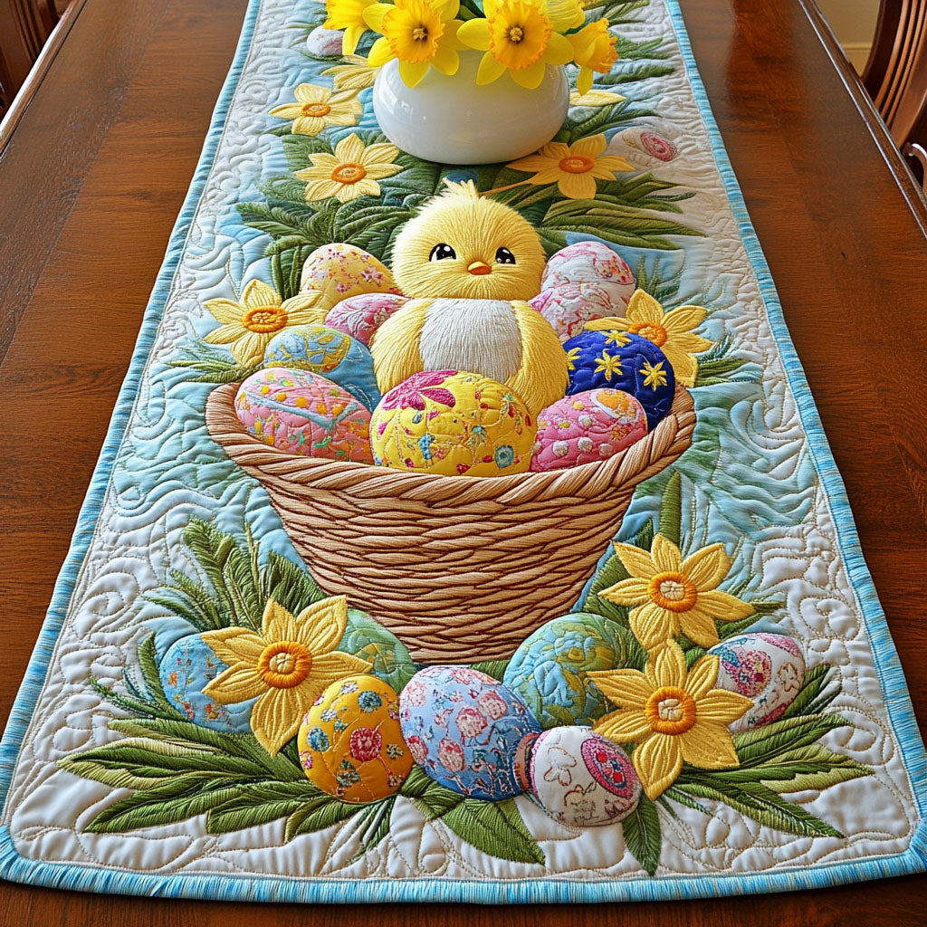Easter Basket Eggs Quilted Table Runner NCU0NT3311