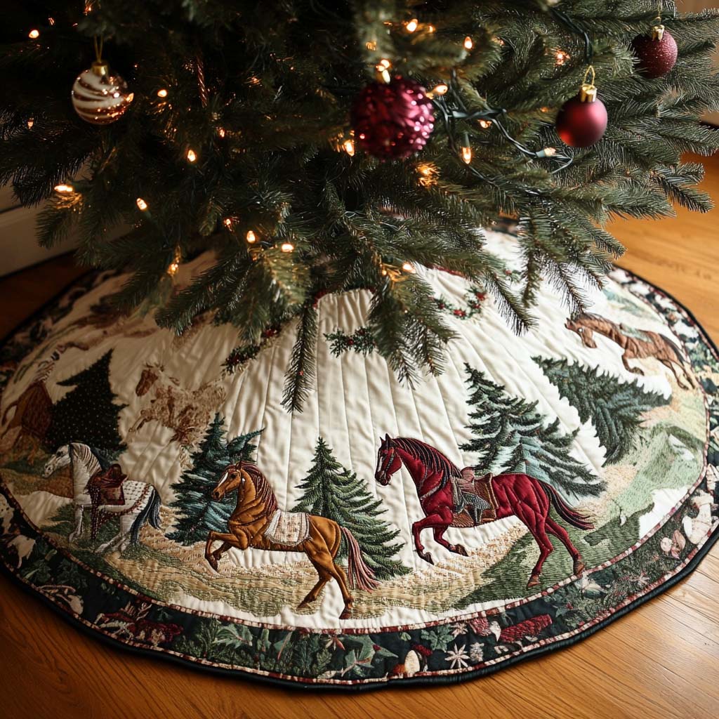 Echoes Of Hoofbeats Christmas Quilted Tree Skirt NCU0NT1720