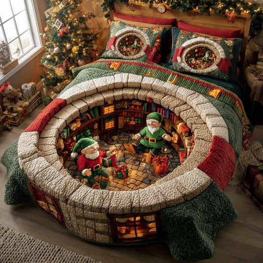 Elf Magic Holiday 3-Piece Quilted Bedding Set NCU0NL255
