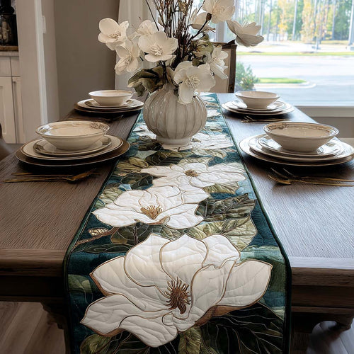 Emerald Magnolia Quilted Table Runner NCU0QQ079