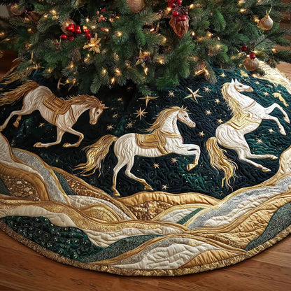 Enchanted Golden Carousel Christmas Quilted Tree Skirt NCU0DH523