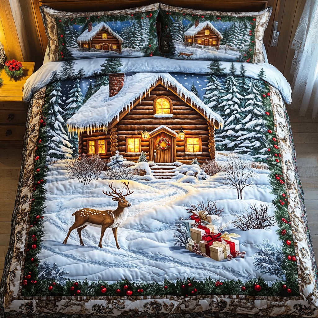 Enchanted Snowfall 3-Piece Quilted Bedding Set NCU0DV1738