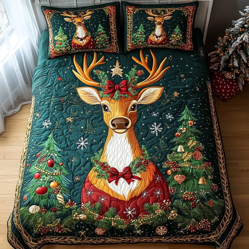 Evergreen Cheer 3-Piece Quilted Bedding Set NCU0DV1734