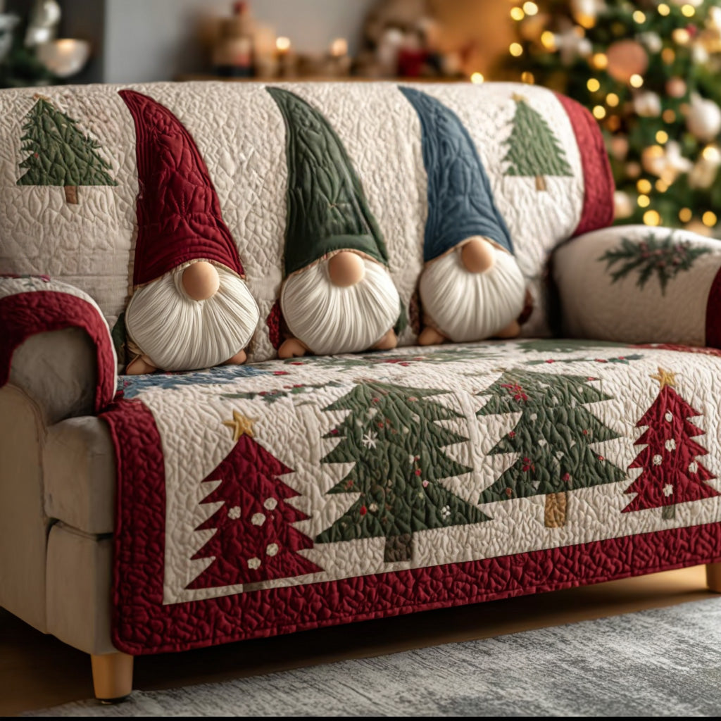 Evergreen Gnome Quilted Sofa Cover NCU0DH476