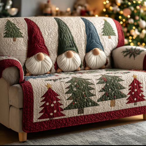 Evergreen Gnome Quilted Sofa Cover NCU0DH476