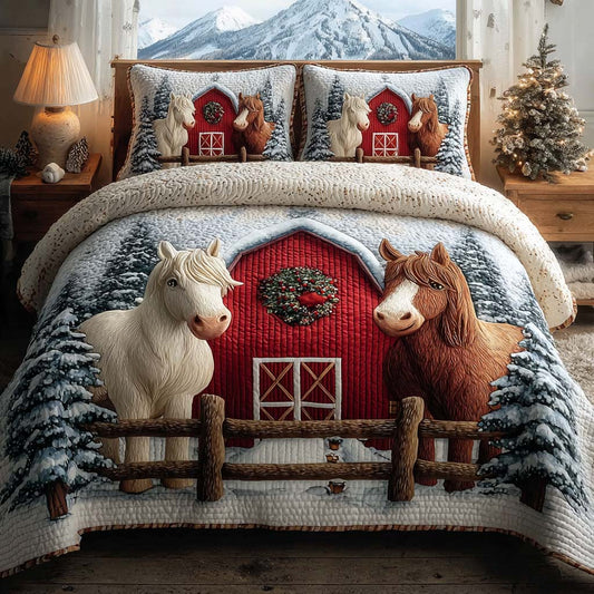 Farmhouse Christmas Dreams 3-Piece Quilted Bedding Set NCU0HT010
