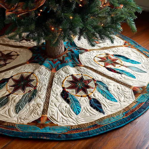 Feather Compass Christmas Quilted Tree Skirt NCU0TV903