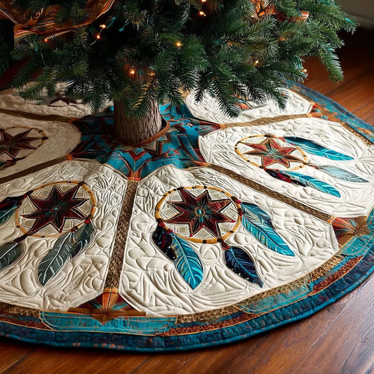 Feather Compass Christmas Quilted Tree Skirt NCU0TV903