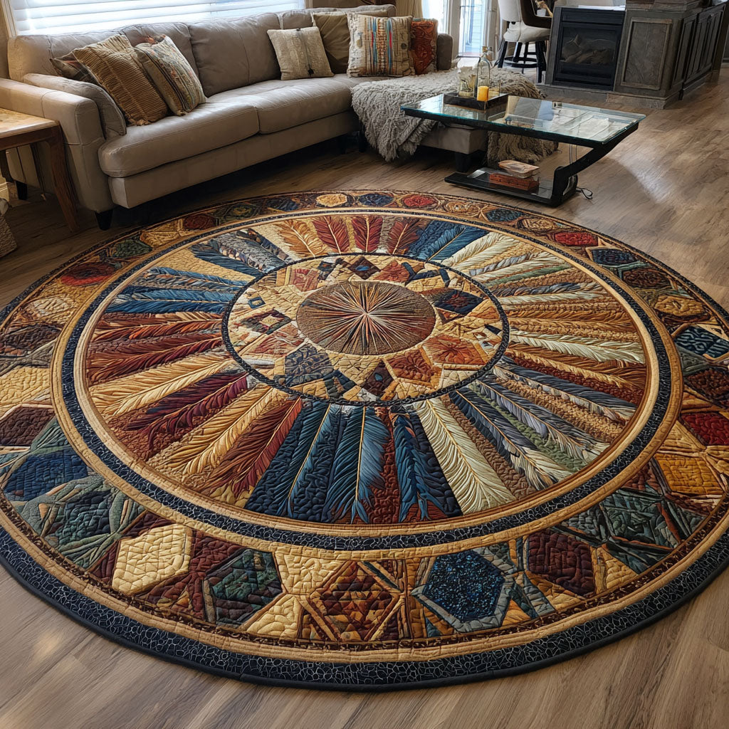 Feathered Pathways Quilted Round Mat NCU0PT7439