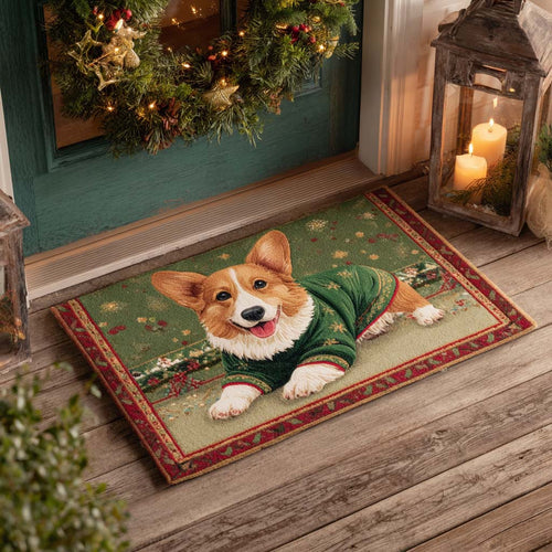 Festive Cozy Corgi Doormat NCU0XD806