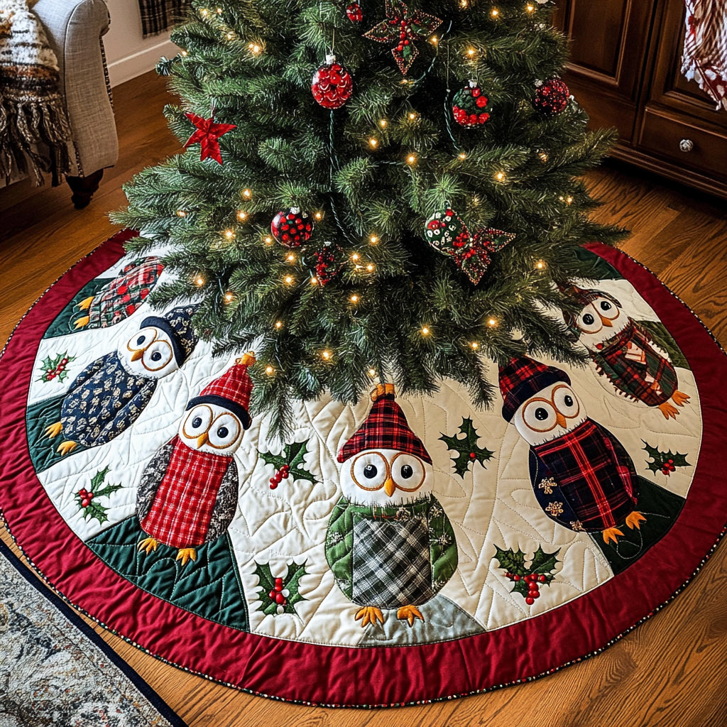 Festive Flock Christmas Quilted Tree Skirt NCU0DV2279