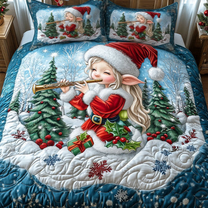 Festive Flute Elf 3-Piece Quilted Bedding Set NCU0DV1773