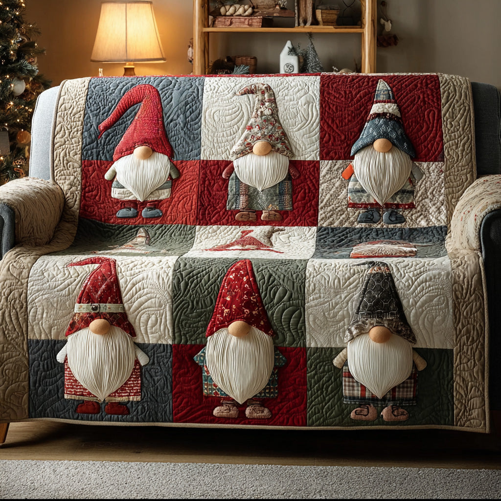 Festive Gnome Quilted Sofa Cover NCU0DH482