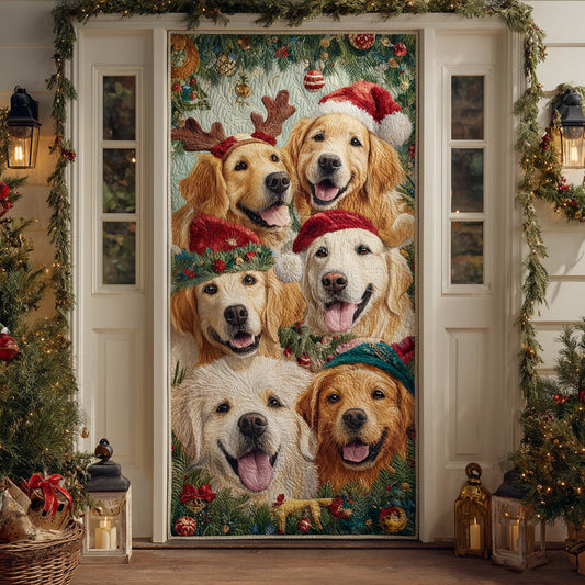 Festive Golden Family Quilted Door Cover NCU0DH423