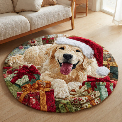 Festive Golden Retriever Quilted Round Mat NCU0HH171