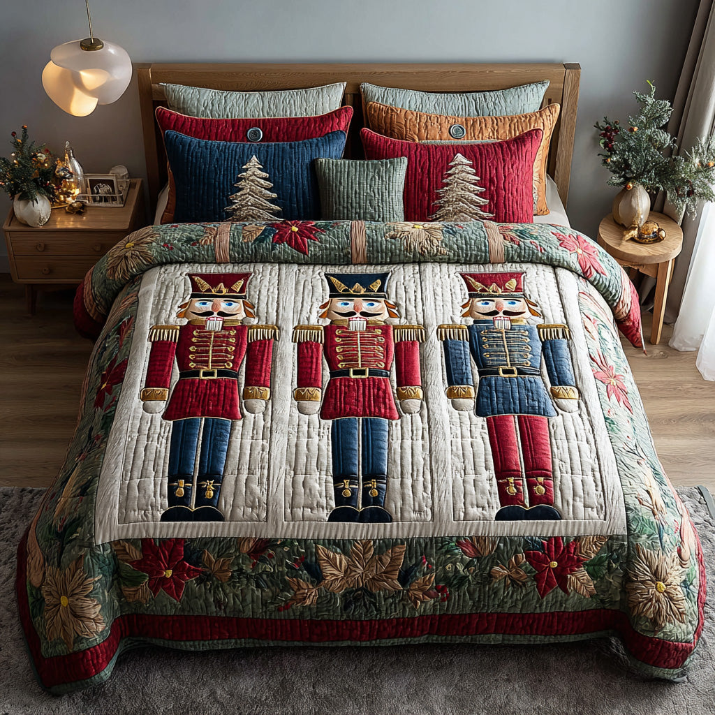 Festive Nutcracker 3-Piece Quilted Bedding Set NCU0DH519
