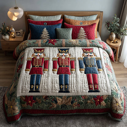 Festive Nutcracker 3-Piece Quilted Bedding Set NCU0DH519