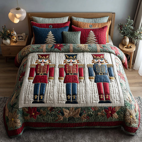 Festive Nutcracker 3-Piece Quilted Bedding Set NCU0DH519