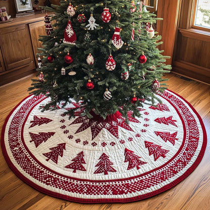 Festive Pines Christmas Quilted Tree Skirt NCU0NT2223