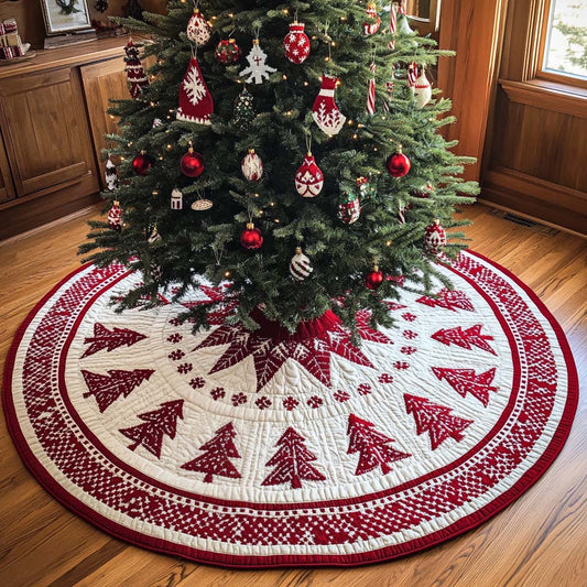 Festive Pines Christmas Quilted Tree Skirt NCU0NT2223