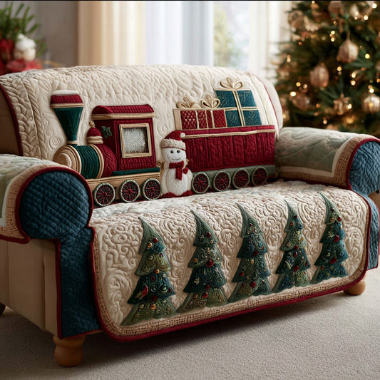 Festive Steam Train Quilted Sofa Cover NCU0DH500