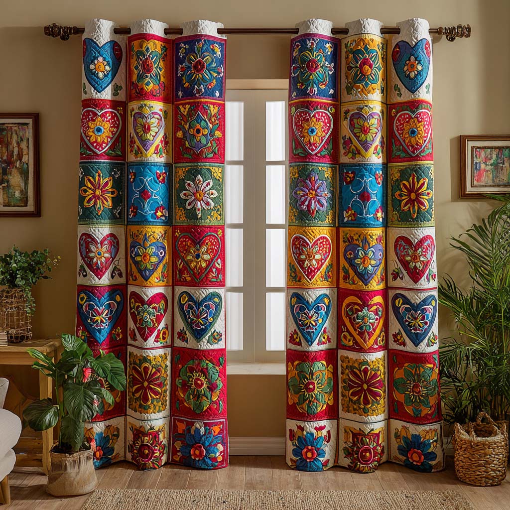 Fiesta Hearts Quilted Curtains NCU0DX038