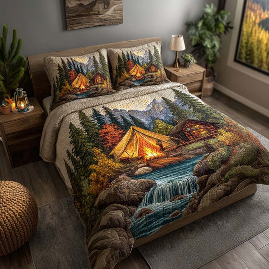 Fireside Escape Quilt 3-Piece Quilted Bedding Set NCU0QQ036