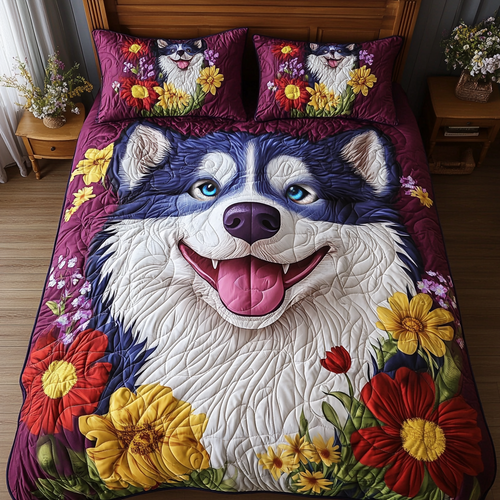 Floral Paws 3-Piece Quilted Bedding Set NCU0NL044