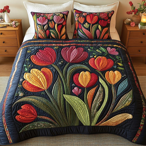 Floral Serenity Breeze 3-Piece Quilted Bedding Set NCU0NL017