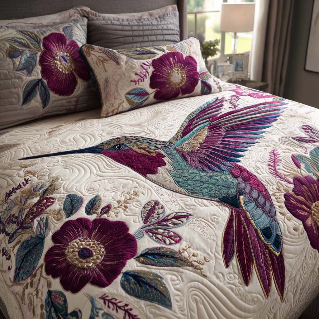 Floral Whisper 3-Piece Quilted Bedding Set NCU0TN73