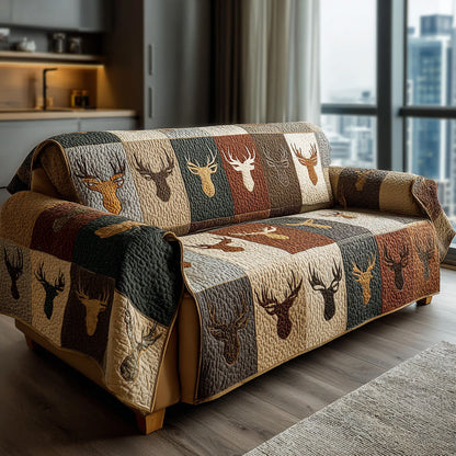 Forest Cabin Antler Quilted Sofa Cover NCU0DH576