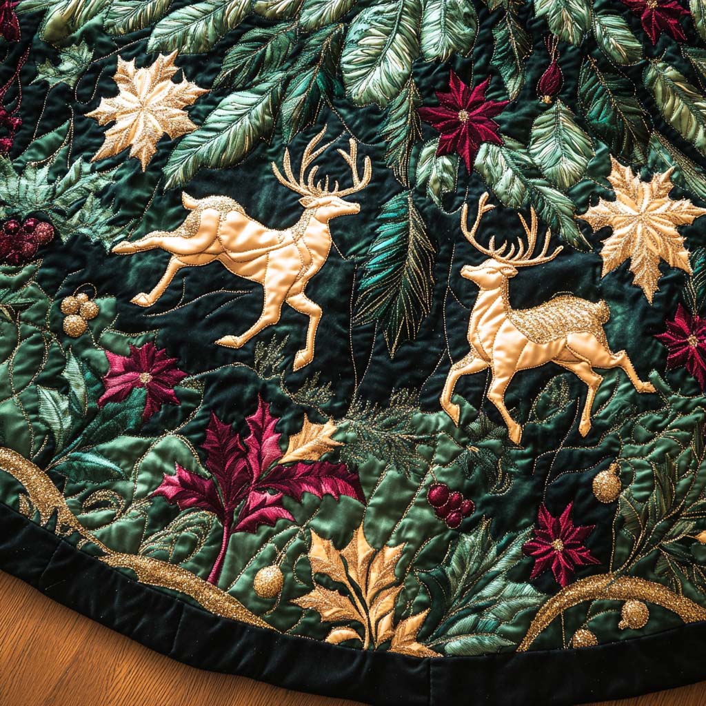 Forest Charm Quilted Christmas Tree Skirt NCU0VH416