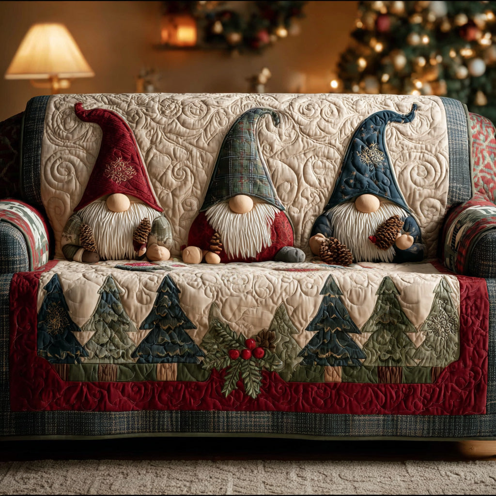 Forest Gnome Gathering Quilted Sofa Cover NCU0DH475