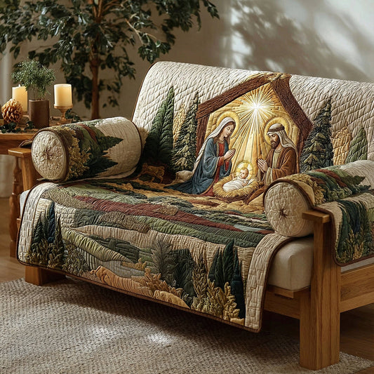 Forest Manger Nativity Quilted Sofa Cover NCU0DH630