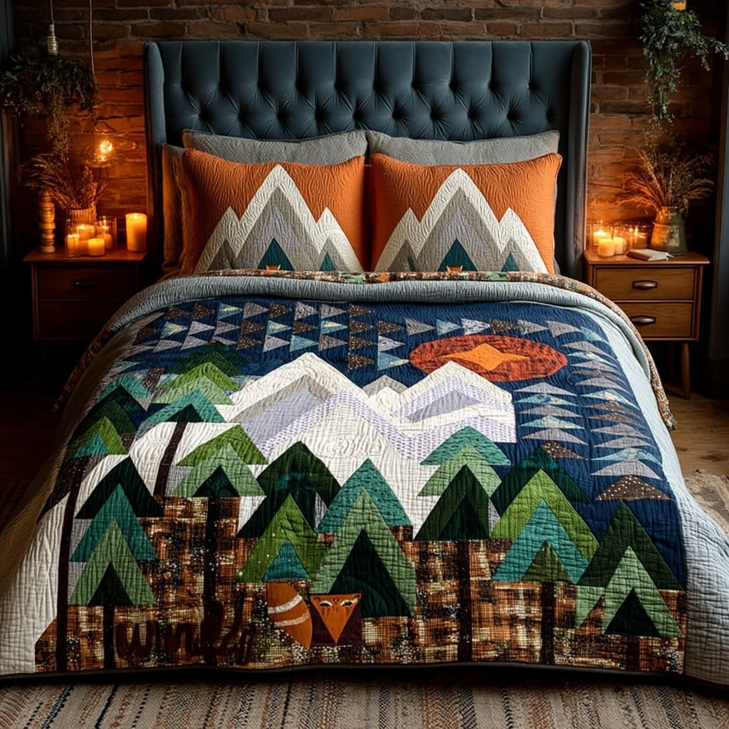 Forest Midnight Light 3-Piece Quilted Bedding Set NCU0NL019